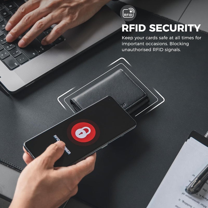VULKIT حامل بطاقات الأعمال من الجلد الفاخر مع حماية RFID ونافذة للهوية وإغلاق مغناطيسي يحمل حتى 40 بطاقة عمل - Image 5